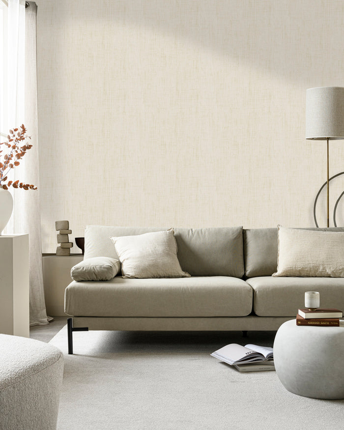 vtwonen Vliesbehang - Linnen gold - 10mx53cm