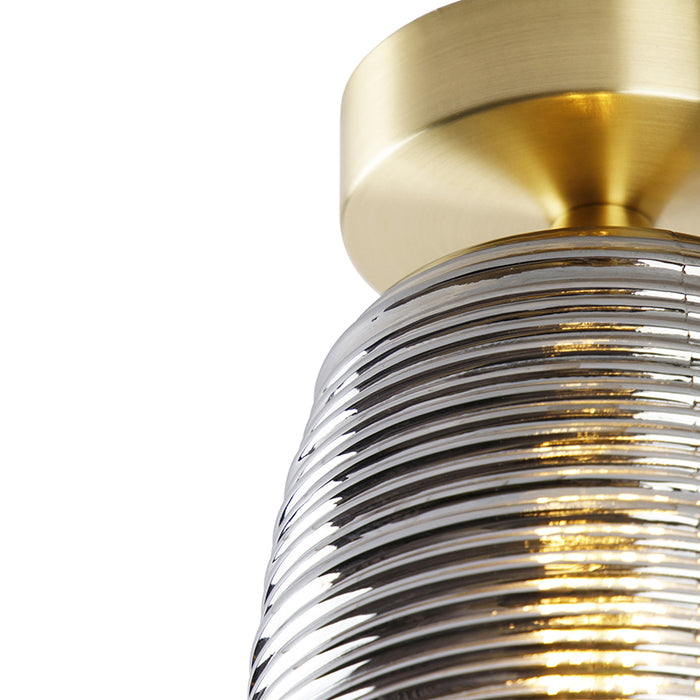 QAZQA Art deco plafondlamp messing met smoke glas - Michi