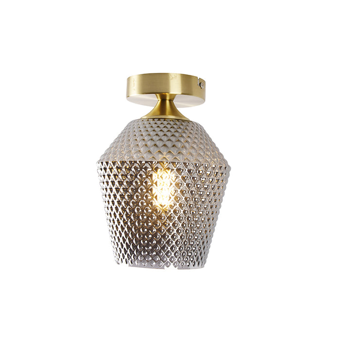 QAZQA Art Deco plafondlamp messing met smoke glas - Karce