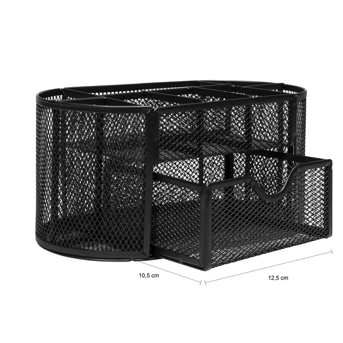 QUVIO Bureau organizer 8 vakken + 1 lade met gaas - Zwart