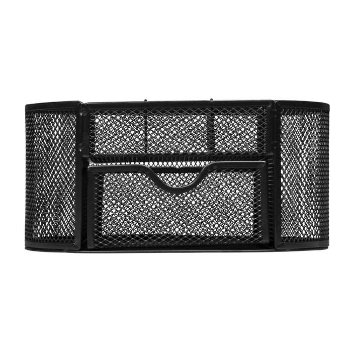 QUVIO Bureau organizer 8 vakken + 1 lade met gaas - Zwart