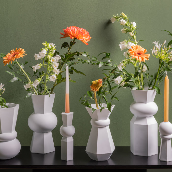 present time - Vase Geo Count polyresin white