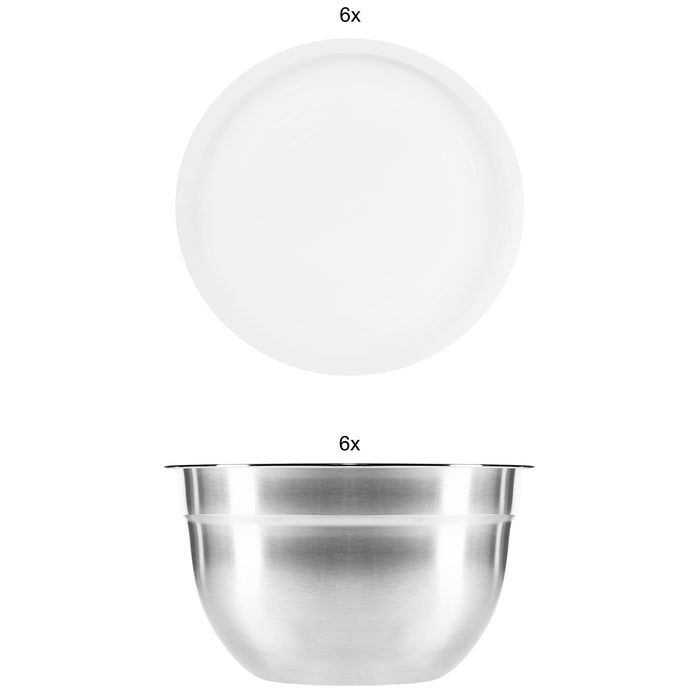 Krumble Mengkommen set van 6 met deksels - RVS