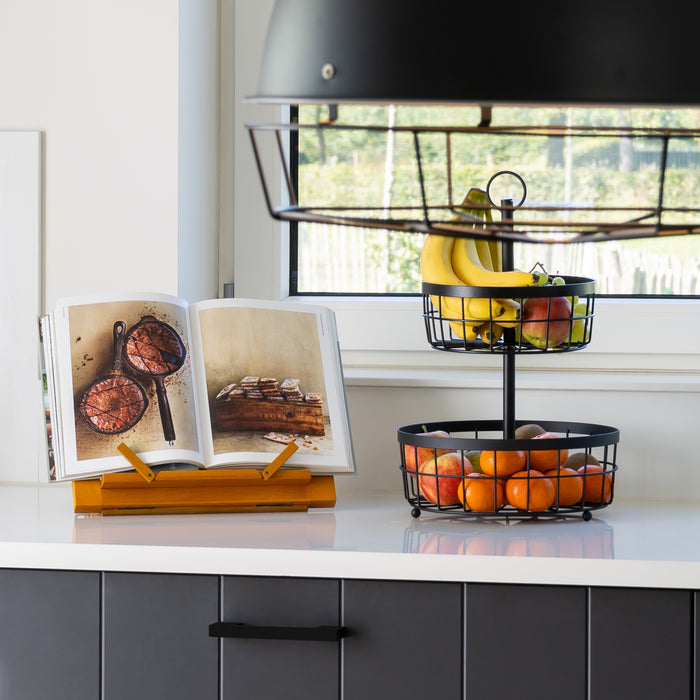 QUVIO Fruitmand 2 laags - Metaal - Zwart