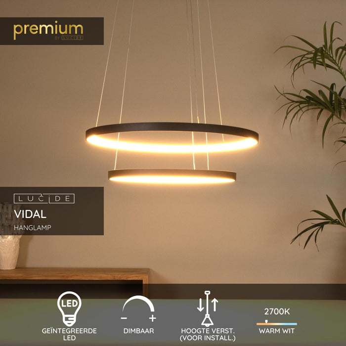 Lucide Premium VIDAL Hanglamp - Zwart