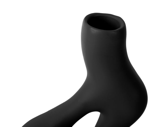 present time - Vase Organic Swirls polyresin black