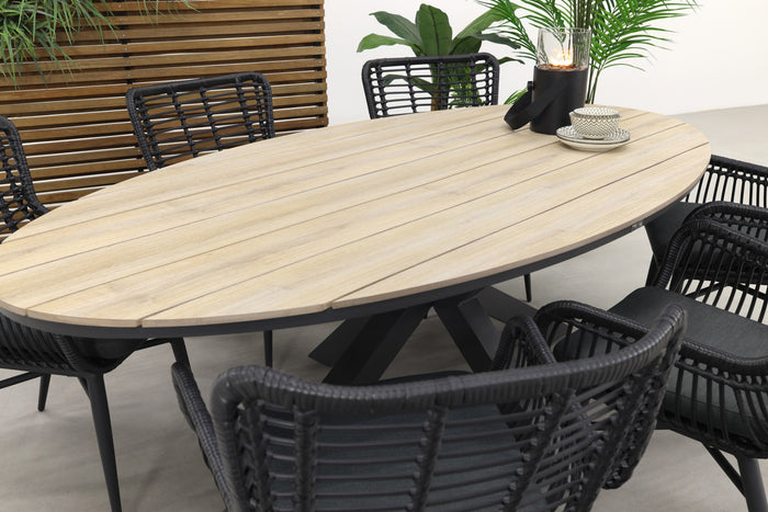 Garden Impressions Jasmine - Black|Edison 220x115 cm. - ovale tuinset