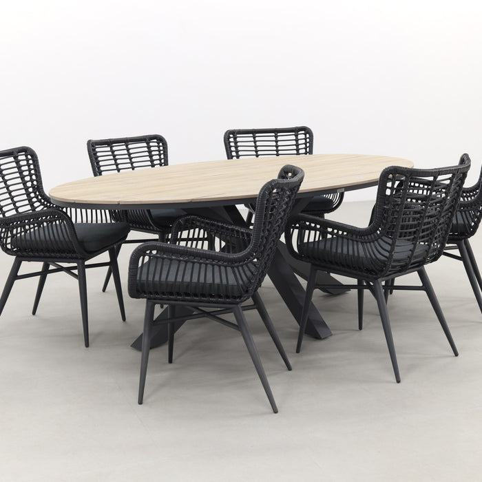 Garden Impressions Jasmine - Black|Edison 220x115 cm. - ovale tuinset