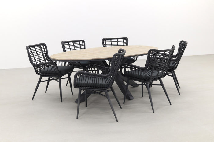 Garden Impressions Jasmine - Black|Edison 220x115 cm. - ovale tuinset