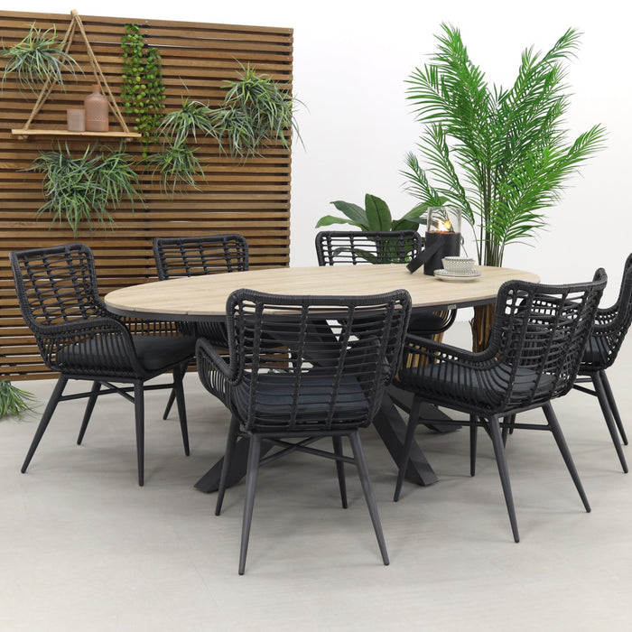 Garden Impressions Jasmine - Black|Edison 220x115 cm. - ovale tuinset