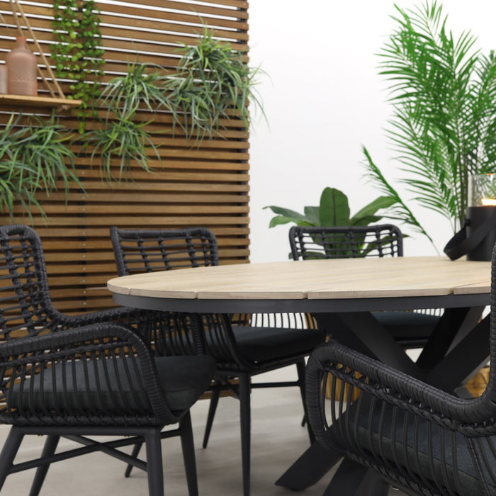 Garden Impressions Jasmine - Black|Edison 220x115 cm. - ovale tuinset