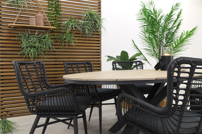 Garden Impressions Jasmine - Black|Edison 220x115 cm. - ovale tuinset