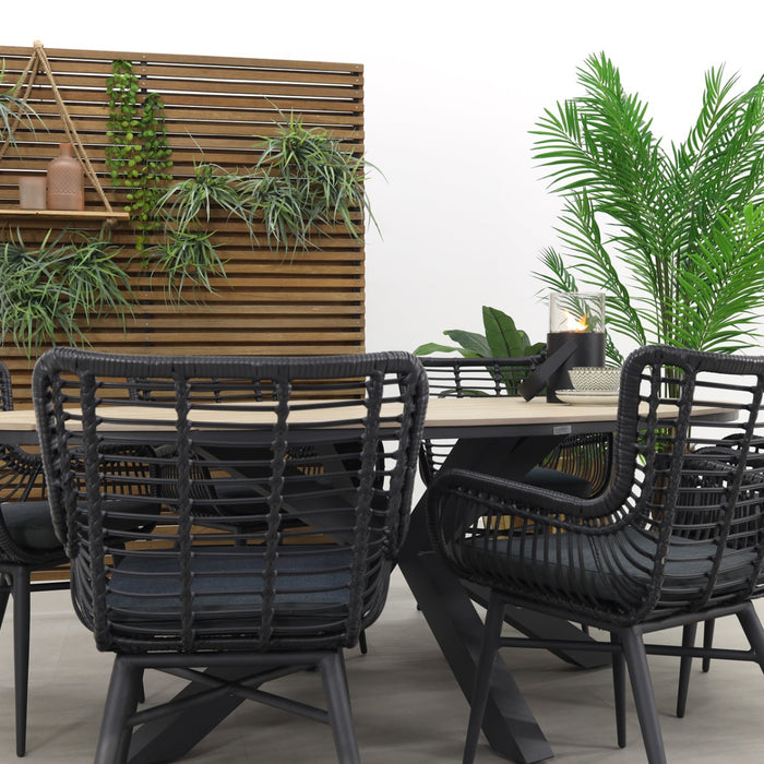 Garden Impressions Jasmine - Black|Edison 220x115 cm. - ovale tuinset