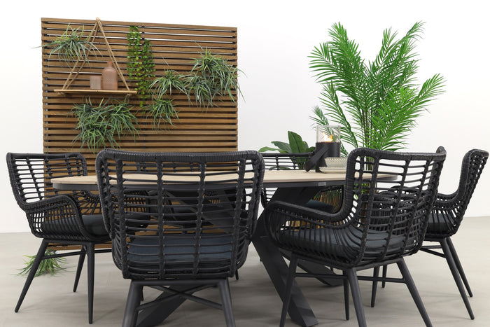 Garden Impressions Jasmine - Black|Edison 220x115 cm. - ovale tuinset