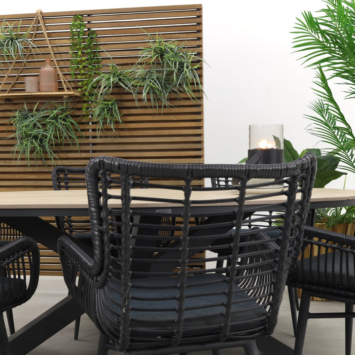 Garden Impressions Jasmine - Black|Edison 220x115 cm. - ovale tuinset