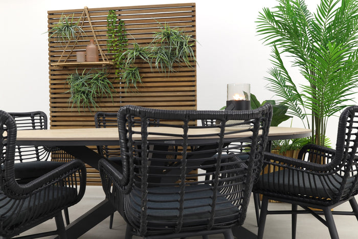 Garden Impressions Jasmine - Black|Edison 220x115 cm. - ovale tuinset