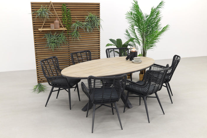 Garden Impressions Jasmine - Black|Edison 220x115 cm. - ovale tuinset