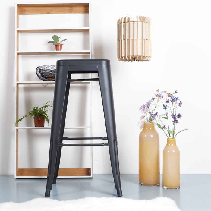 Legend Metalen barkruk mat zwart - 77 cm