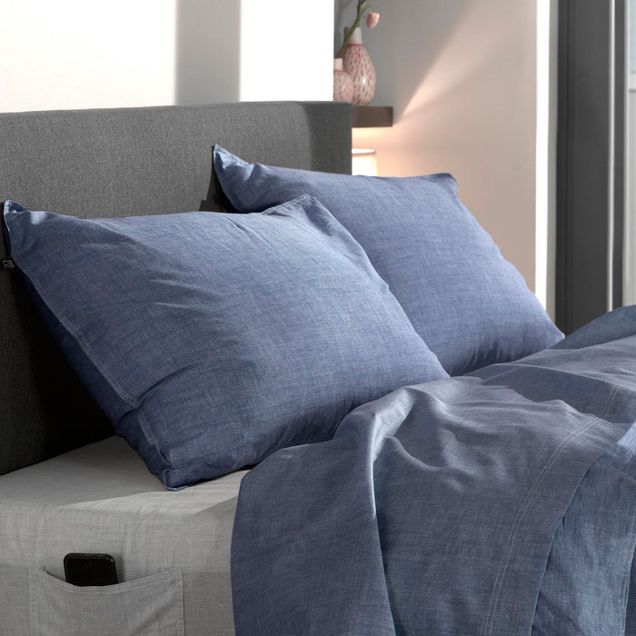 Zo Home Dekbedovertrek Katoen Lino Linnen Look bonnet blue