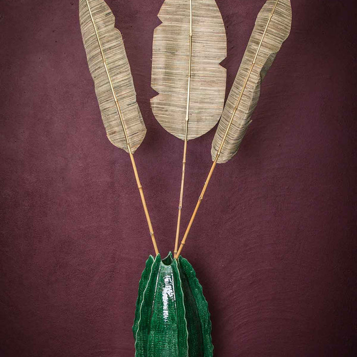 PTMD Gedroogde Bloem Bamboe Steel Palmblad - 31 x 1 x 190 cm - Goud