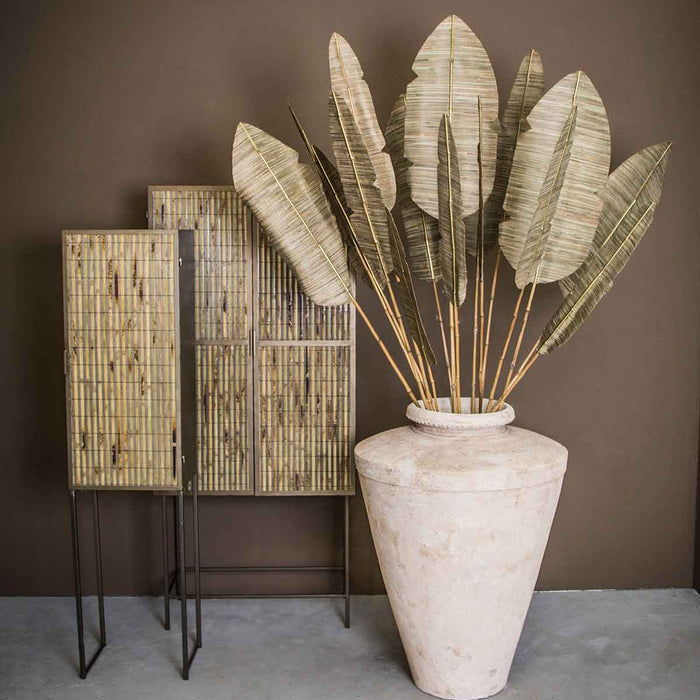 PTMD Gedroogde Bloem Bamboe Steel Palmblad - 31 x 1 x 190 cm - Goud