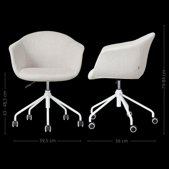 Nolon Nout-Otis Bureaustoel Beige - Armleuningen - Wit