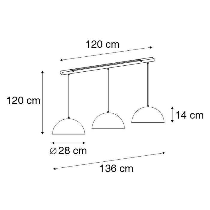 QAZQA Industriële hanglamp zwart met goud 3-lichts - Magnax