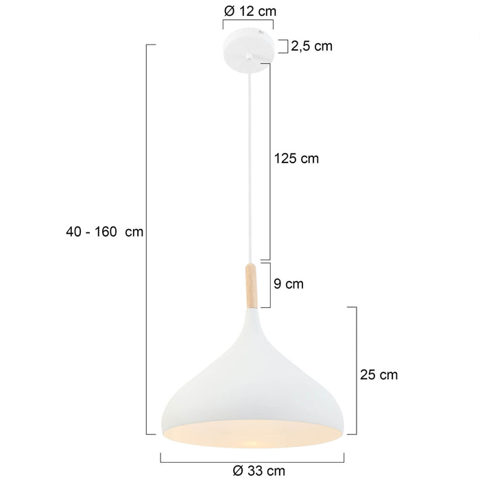 Mexlite - hanglamp - Bjorr - wit - hout metaal - Ø 33cm - E27 - 7730W