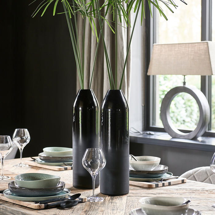 Rivièra Maison - Elegante Glas Vaasje, zwart, handgemaakt, hoogte 46 cm