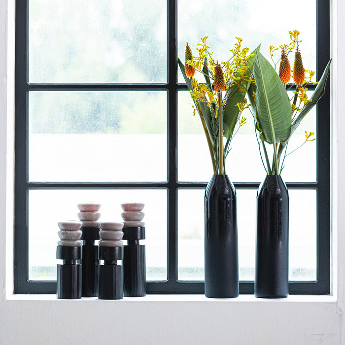 Rivièra Maison - Elegante Glas Vaasje, zwart, handgemaakt, hoogte 46 cm