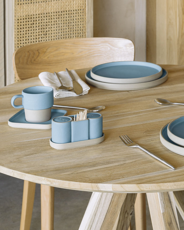 Kave Home - Keramische beker met schotel Midori blauw