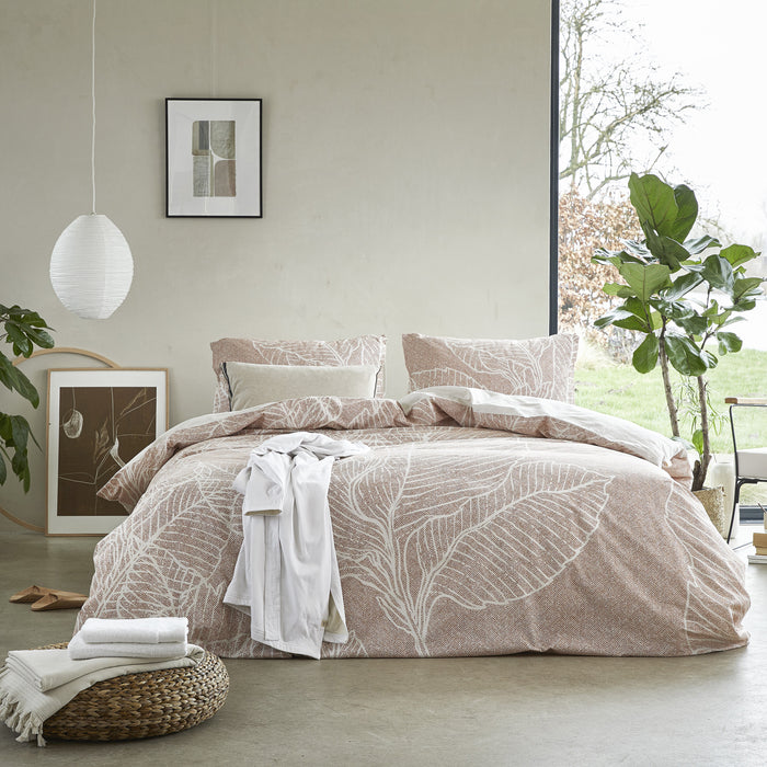 Walra Leaves & Trees Dekbedovertrek 240 x 220/240 cm - Cognac