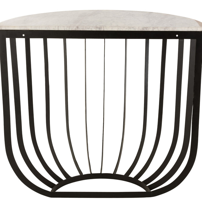 Duverger® Marble - Sidetable - halfrond 92cm - marmer - wit - unieke s