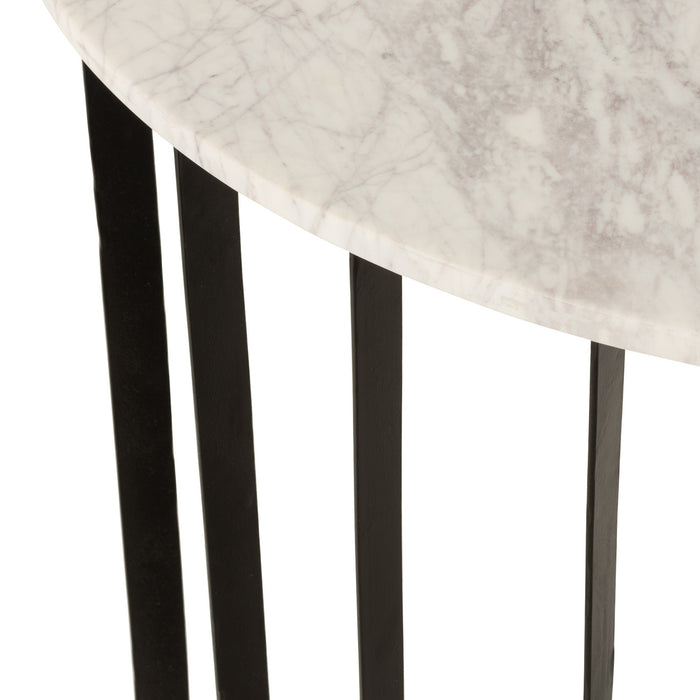 Duverger® Marble - Sidetable - halfrond 92cm - marmer - wit - unieke s