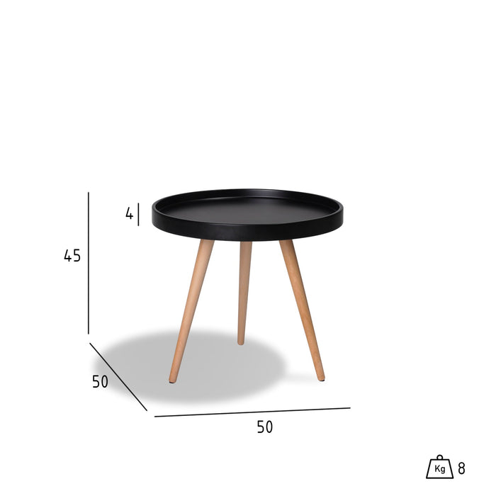 Hioshop Osaka zwarte ronde salontafel 50 cm.