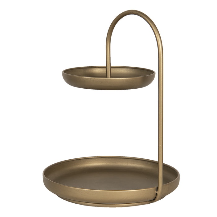 Clayre & Eef Etagère 31x30x40 cm Koperkleurig Ijzer Rond Taartplateau