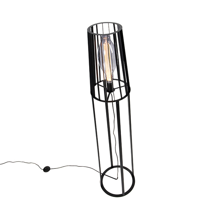 QAZQA Vloerlamp wieza - Zwart - Landelijk - D 32cm