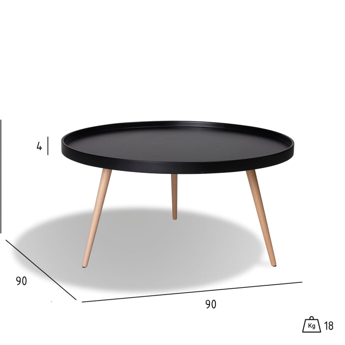 Hioshop Osaka zwarte ronde salontafel 90cm.