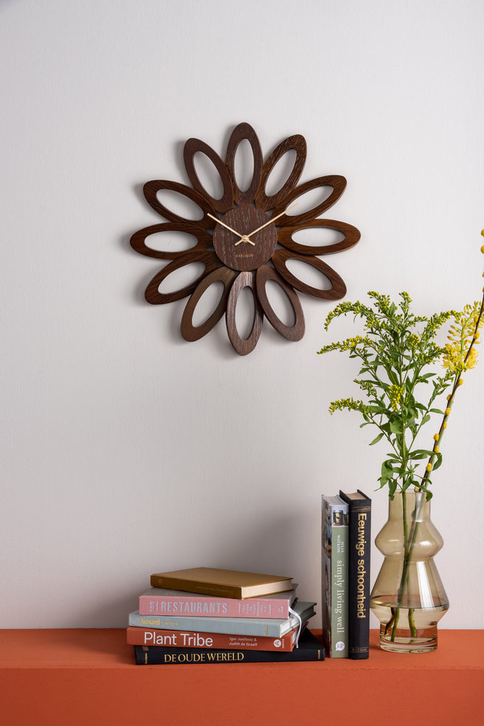 Karlsson - Wall clock Fiore dark wood veneer