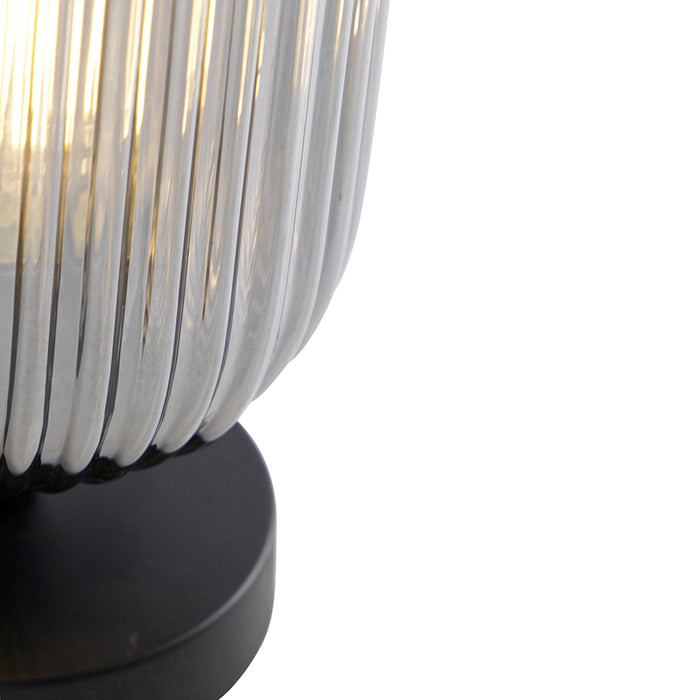 QAZQA Art Deco tafellamp zwart met smoke glas - Banci