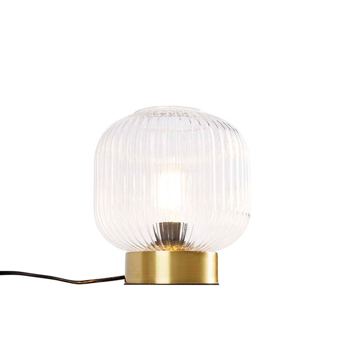 QAZQA Art Deco tafellamp messing met glas - Karel