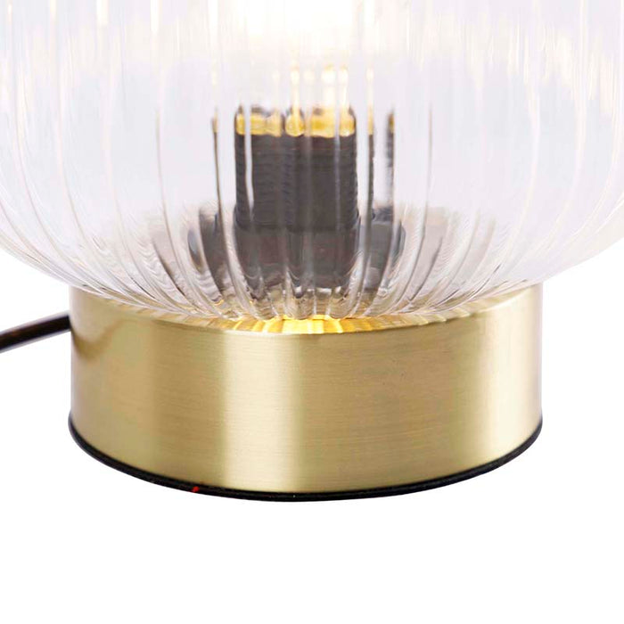 QAZQA Art Deco tafellamp messing met glas - Karel