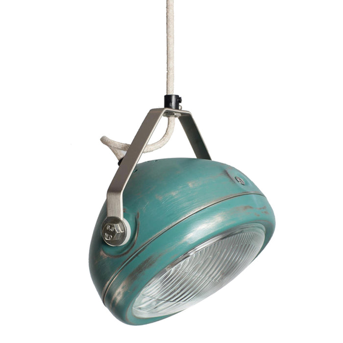 Het Lichtlab No.5 hanglamp koplamp aqua geschuurd