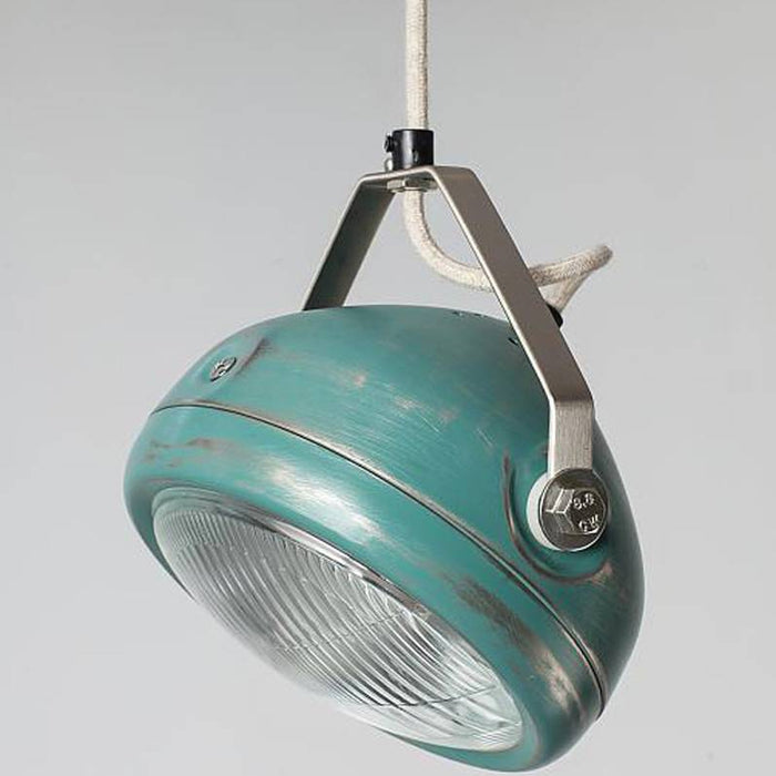 Het Lichtlab No.5 hanglamp koplamp aqua geschuurd