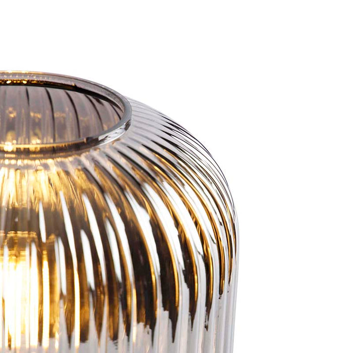 QAZQA Art Deco tafellamp zwart met smoke glas - Karel