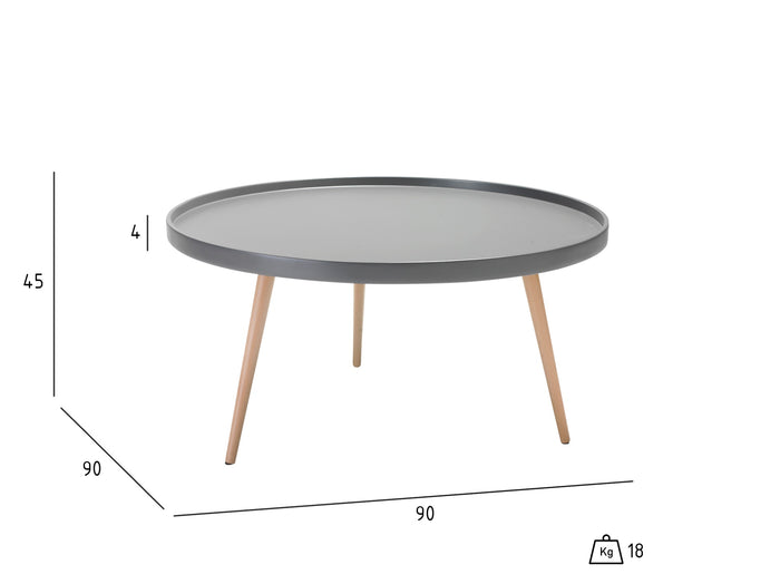 Hioshop Osaka ronde salontafel grijs 90 cm.