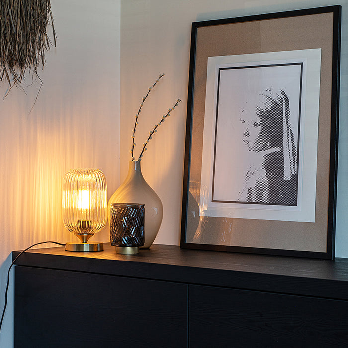 QAZQA Art deco tafellamp messing met glas - Banci