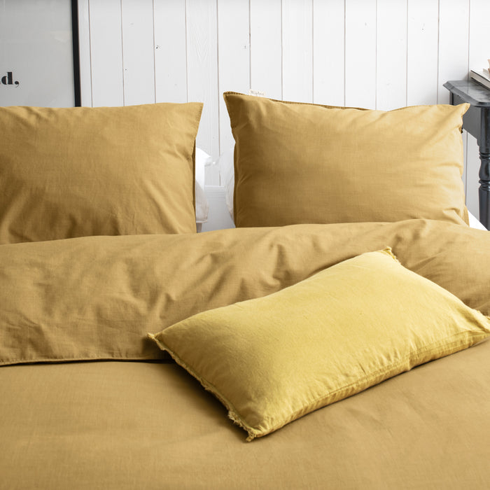 Walra Vintage Cotton Dekbedovertrek 140 x 220/240 cm - Honing mosterd