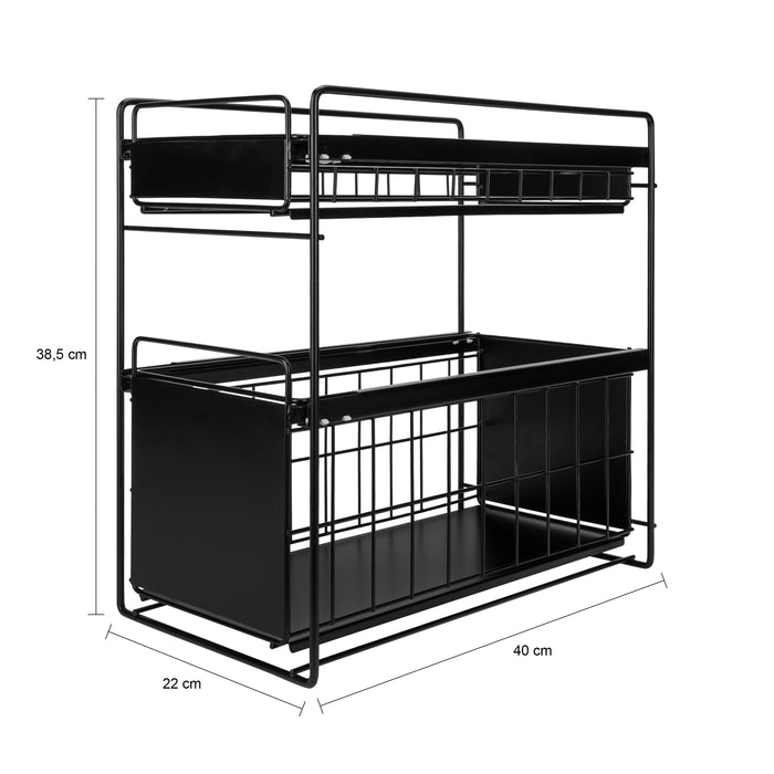 QUVIO Kruidenrek metaal met 2 lades - Zwart