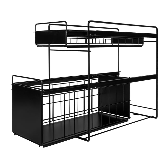 QUVIO Kruidenrek metaal met 2 lades - Zwart